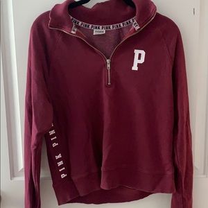 VS Pink Burgundy Quarter Zip Jacket